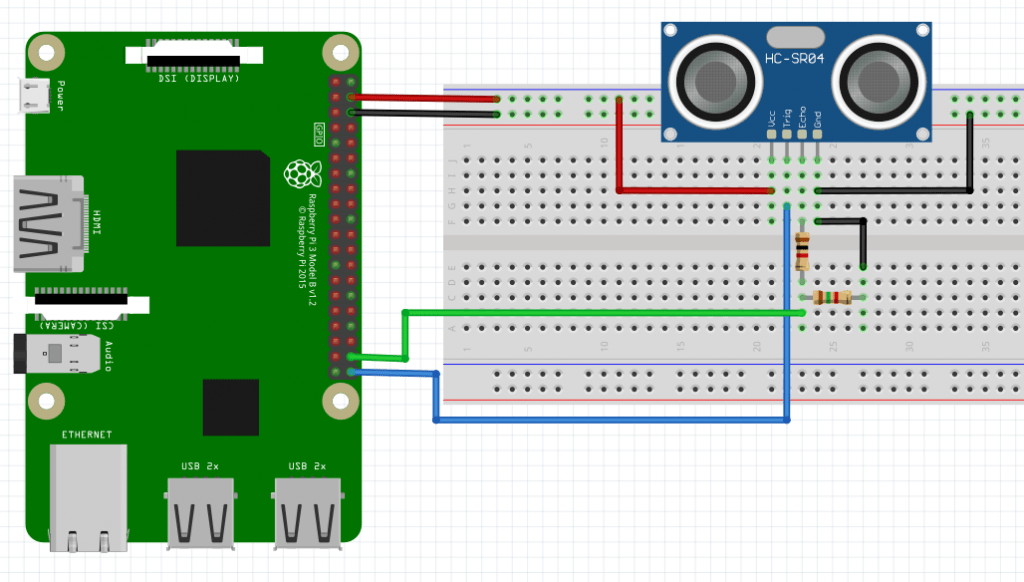 Raspberry pi ultrasonic sensor interfacing circuit